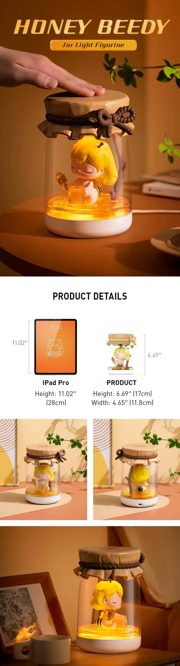 HONEY BEEDY Jar Light Figurine 6 HONEY BEEDY Jar Light Figurine - Image 6