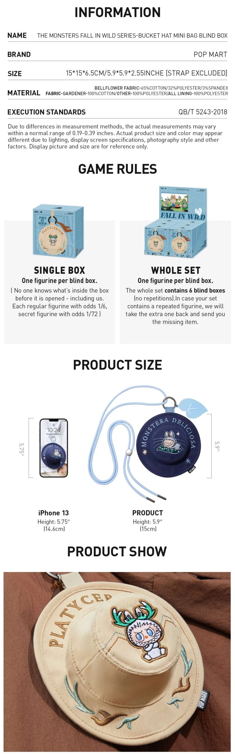 THE MONSTERS FALL IN WILD SERIES-Bucket Hat Mini Bag BIind Box 14 THE MONSTERS FALL IN WILD SERIES-Bucket Hat Mini Bag BIind Box - Image 14
