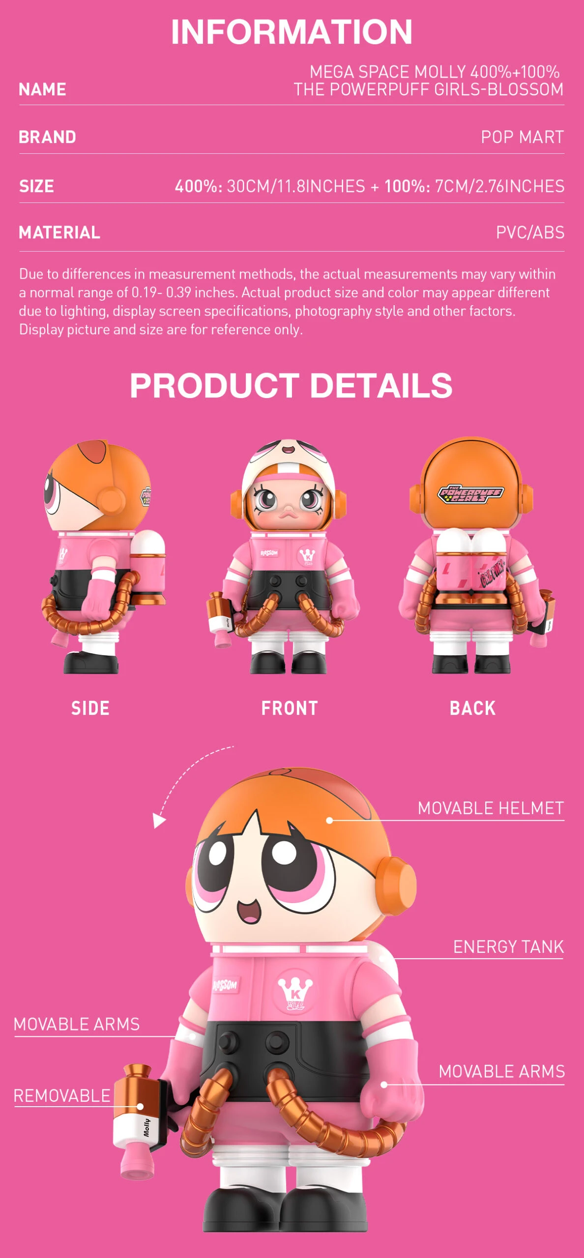 MEGA SPACE MOLLY 400%+100% THE POWERPUFF GIRLS-Blossom 8 MEGA SPACE MOLLY 400%+100% THE POWERPUFF GIRLS-Blossom - Image 8