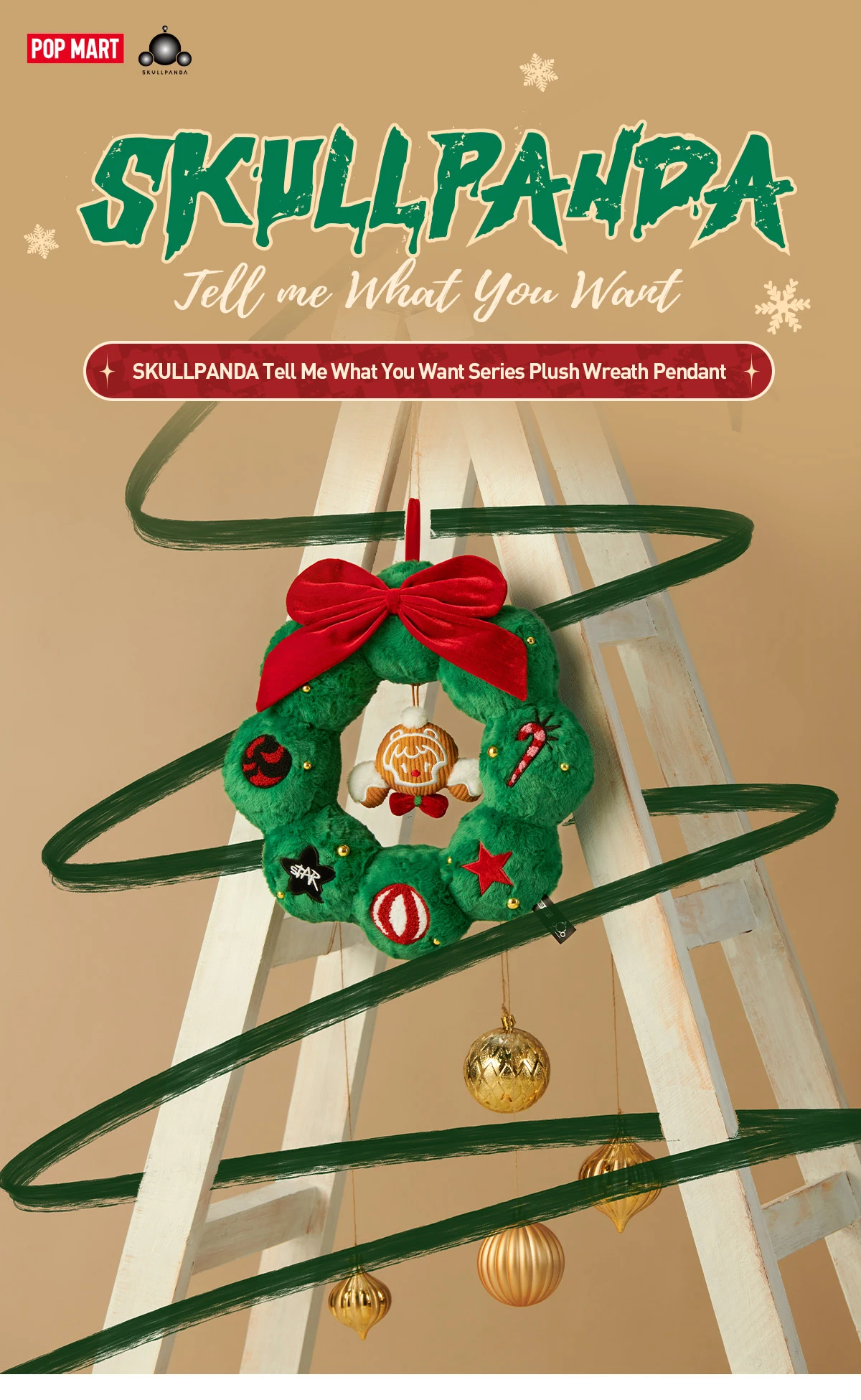 SKULLPANDA Tell Me What You Want Series Plush Wreath Pendant 5 SKULLPANDA Tell Me What You Want Series Plush Wreath Pendant - Image 5