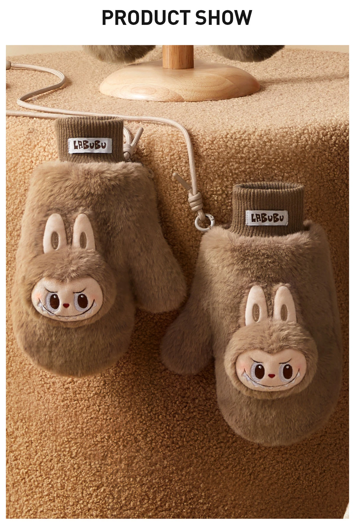 Warm Fluffy Holiday Series- LABUBU Plush Gloves 6 Warm Fluffy Holiday Series- LABUBU Plush Gloves - Image 6